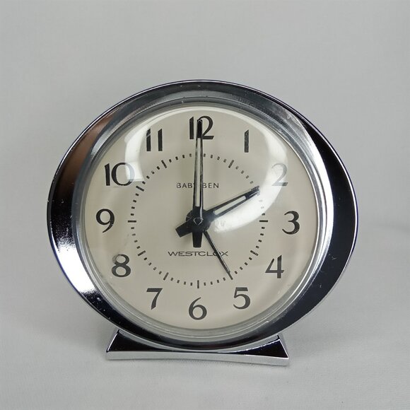 Westclox Baby Ben Alarm Clock White With Silver Trim - Picture 2 of 10